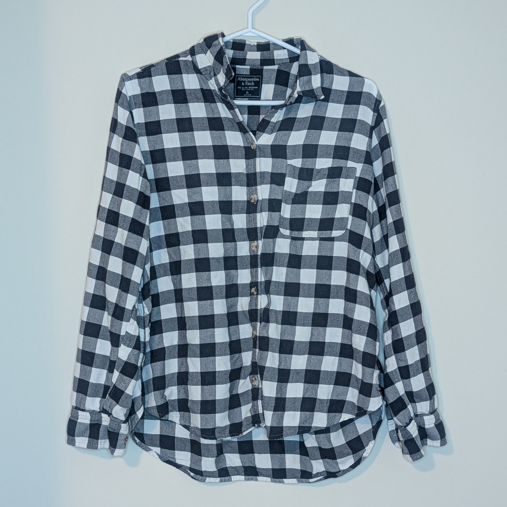 Abercrombie & Fitch Black and White Checkered Shirt, Size XL